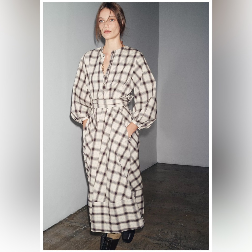 ZARA COLLECTION PLAID SHIRT DRESS - Picture 3 of 10
